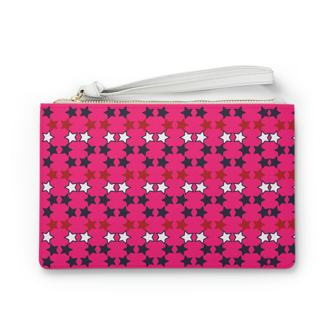 Hot Pink Star Print Clutch Bag