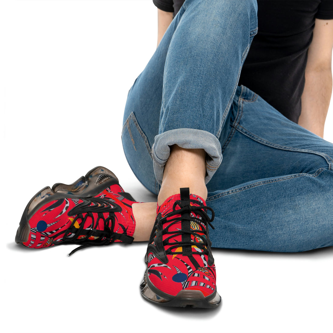 Red Wildly Wicked OTT Men's Mesh Knit Sneakers
