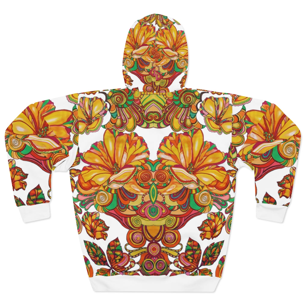 Artsy Florals Pullover Jet White Hoodie