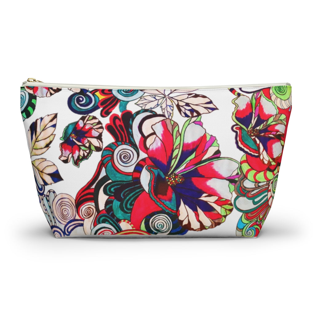 Floral Pop White Accessory Pouch