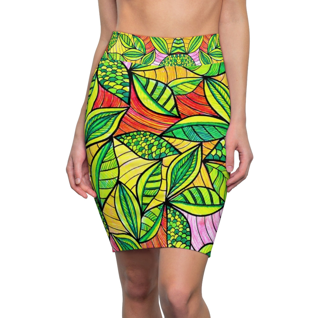 AOP Tropical Resort Pencil Skirt