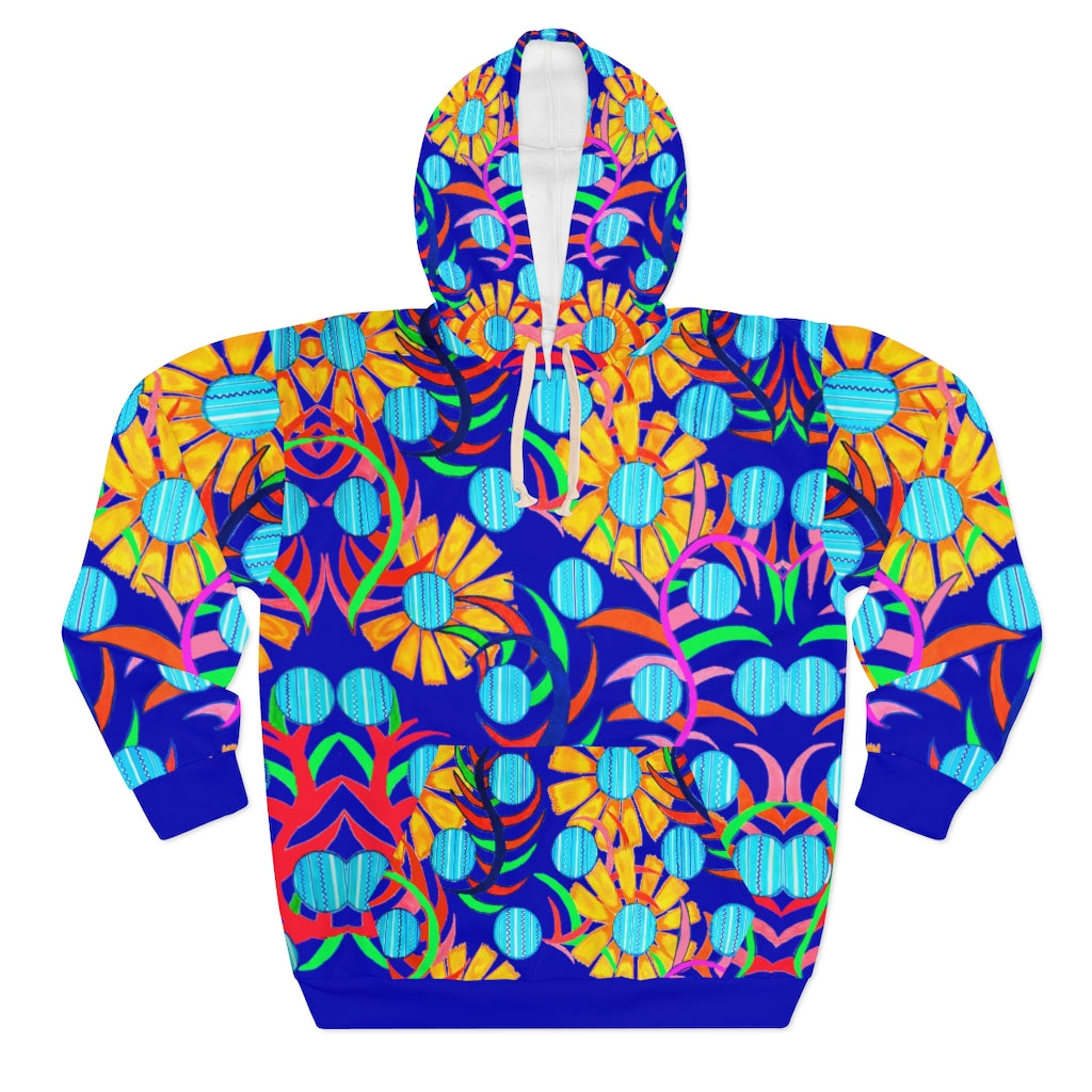 Unisex Sunflower Pullover Electric Blue Hoodie