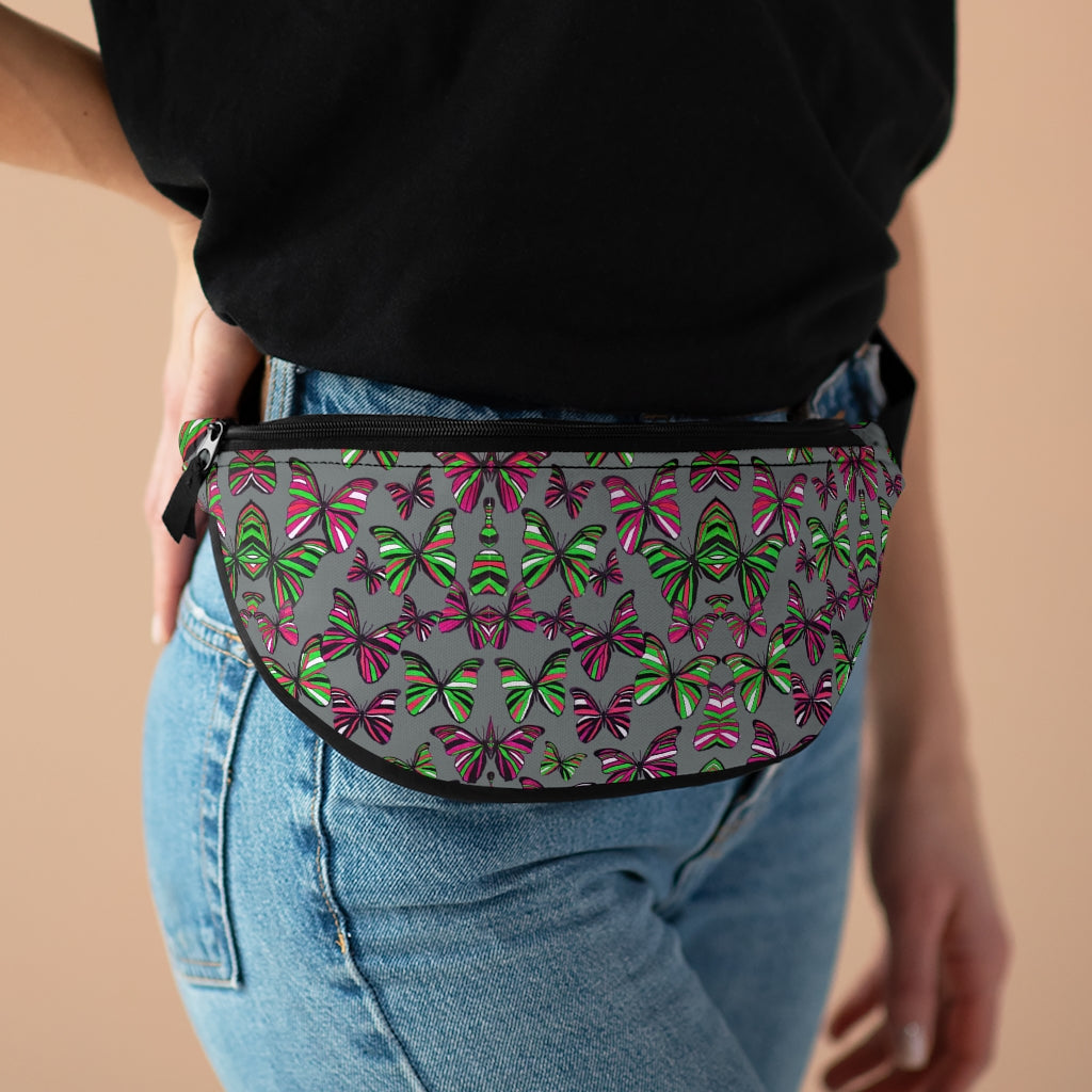 Butterflies Grey Fanny Pack