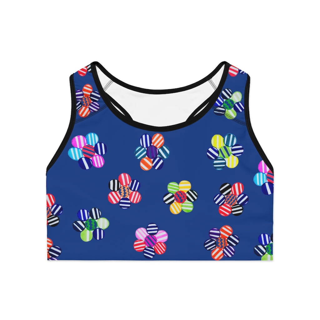 Blue Candy Florals (AOP) Sports Bra