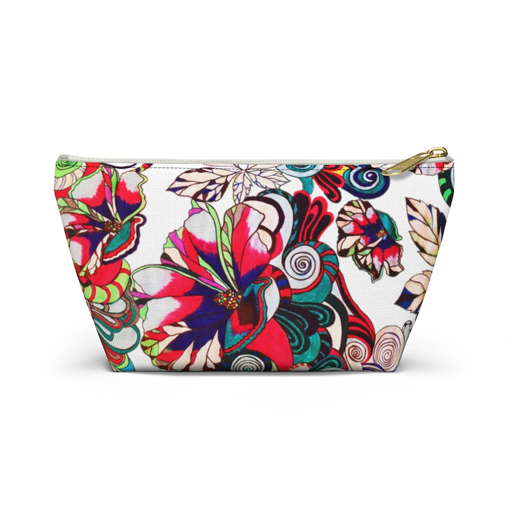 Floral Pop White Accessory Pouch