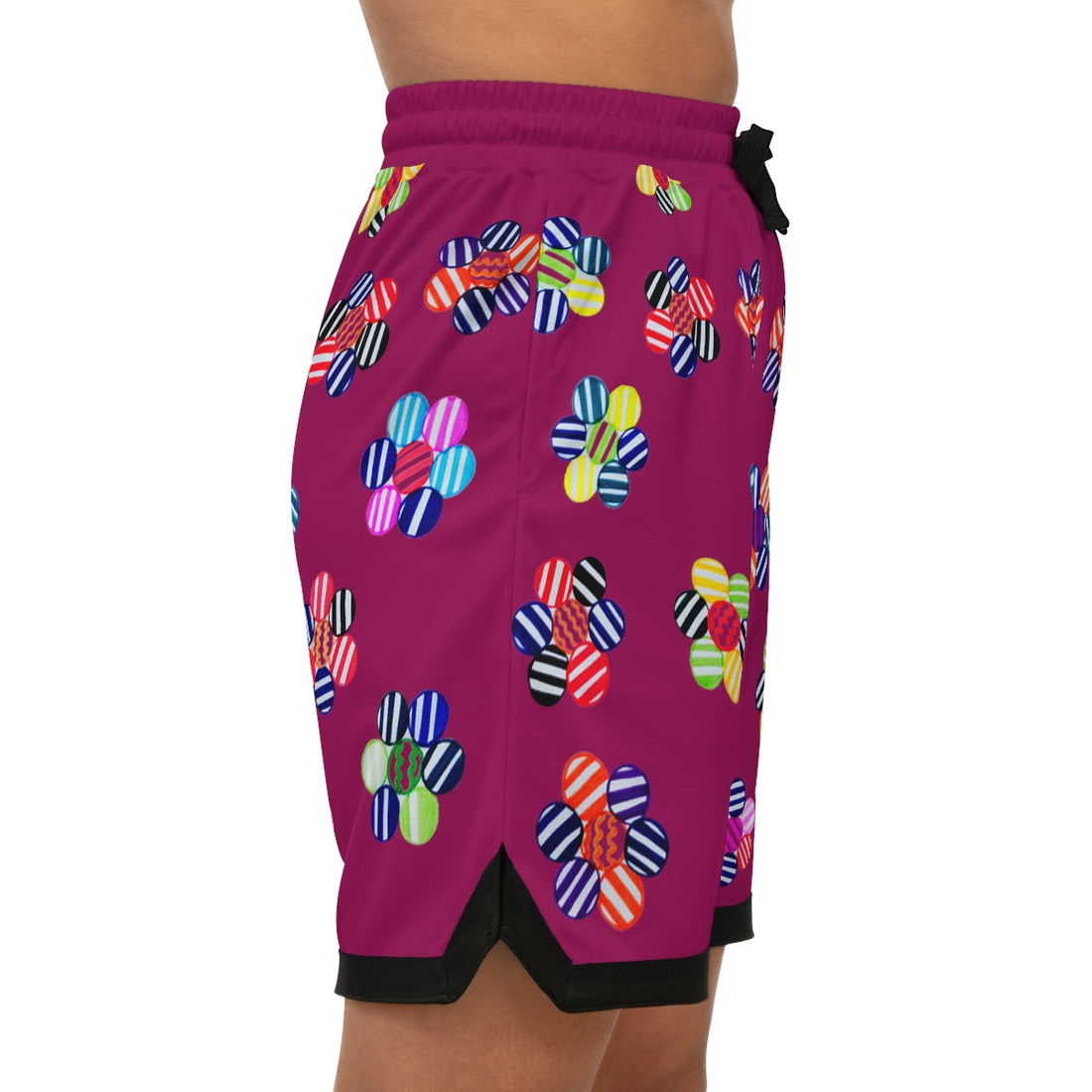 Orchid Geo Floral Basketball Rib Shorts (AOP)