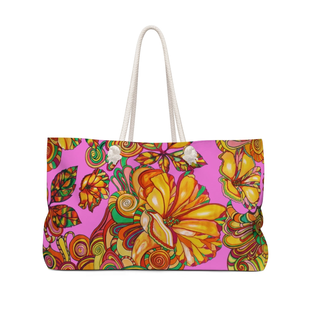 Artsy Floral Rose Weekender Tote Bag
