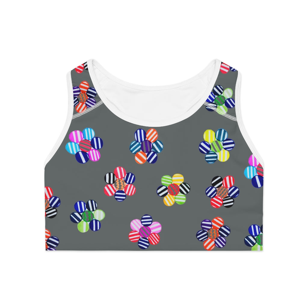 ash geometric flowers sports bra