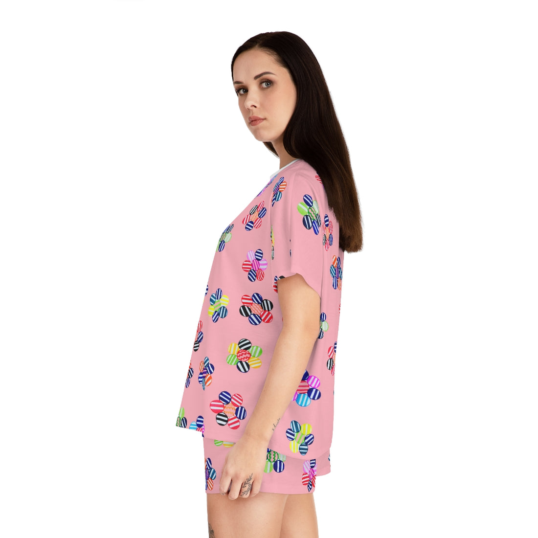 Blush Candy Floral Short Pajama Set (AOP)