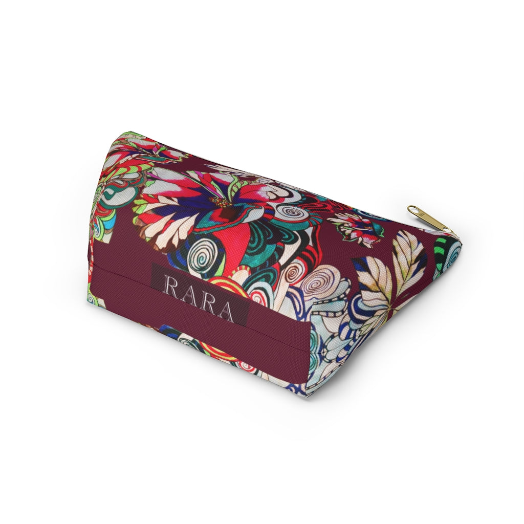 Floral Pop Marsala Accessory Pouch