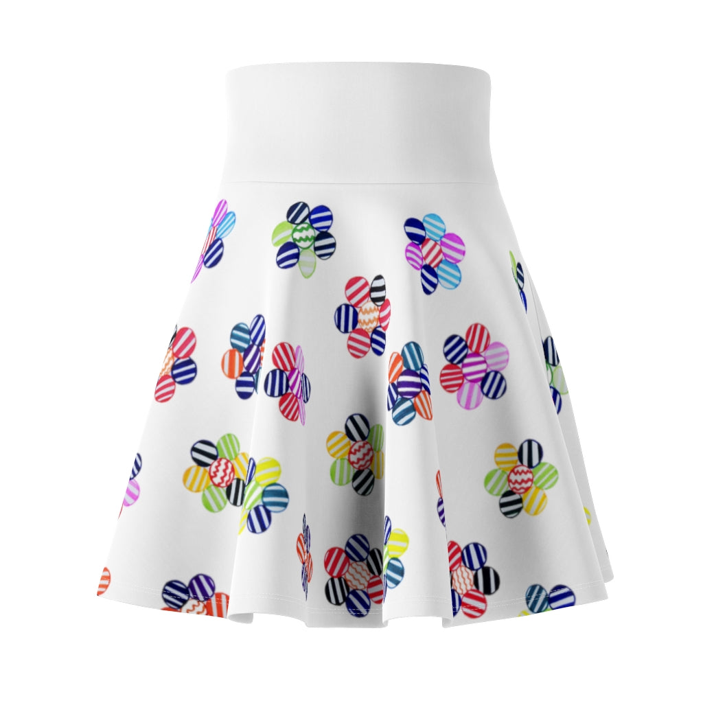 White Candy Florals Skater Skirt