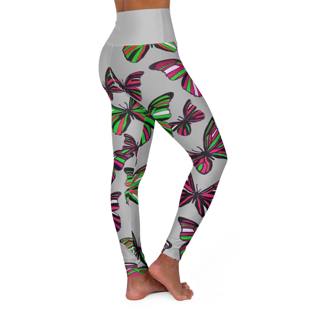 High Waisted Slate Butterfly Leggings