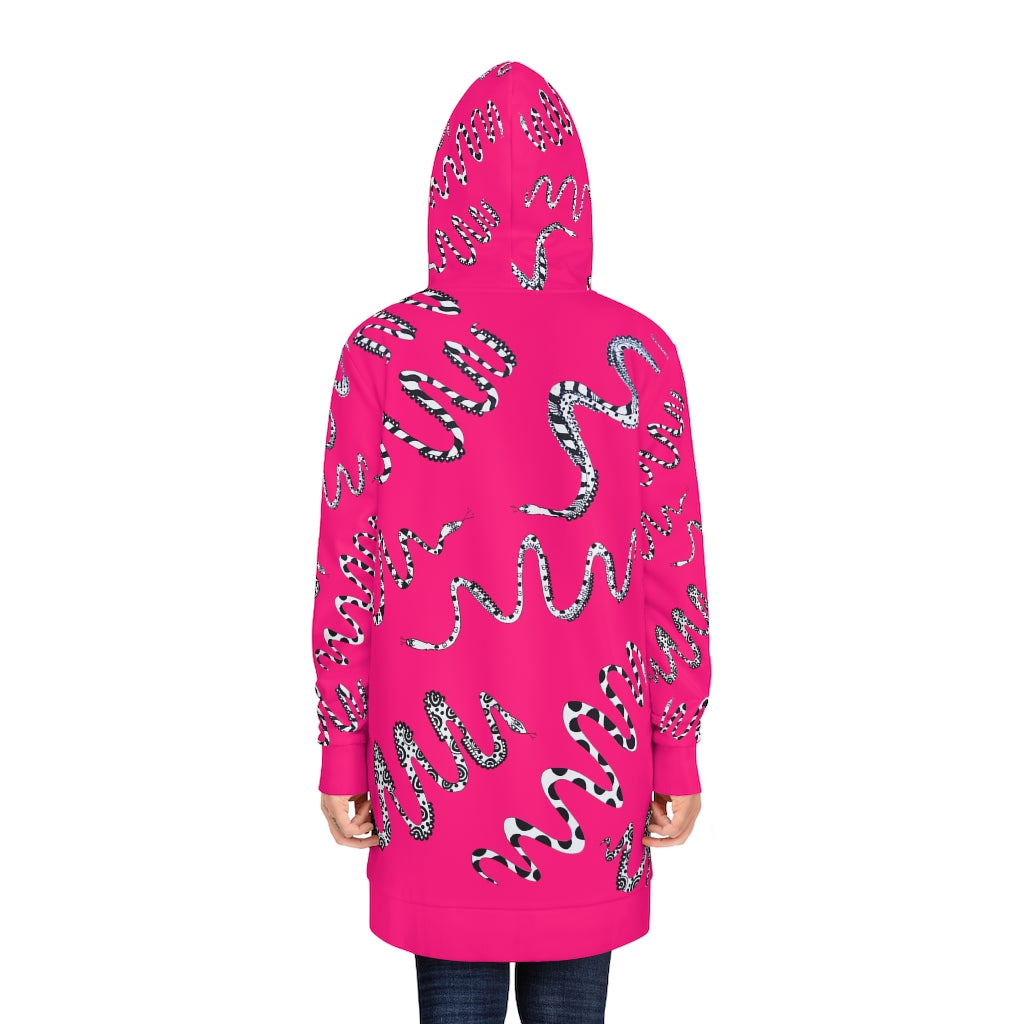 Hot Pink Snake Print Hoodie Dress