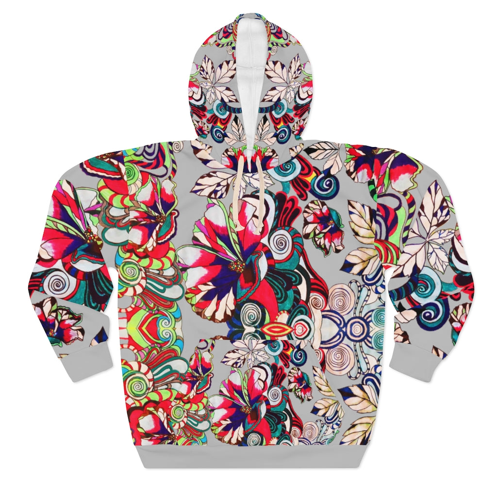 Artsy Floral Pop Pullover Slate Hoodie