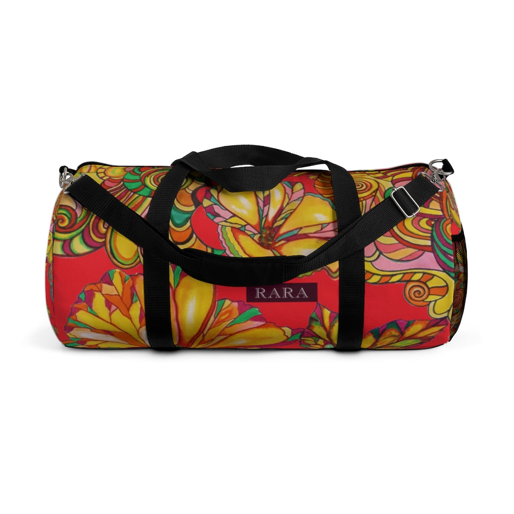 Artsy Floral Red Duffel Bag
