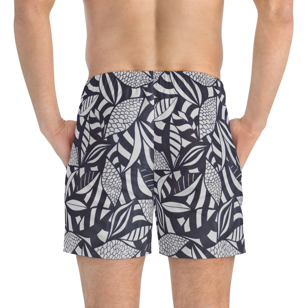 Slate Tropical Minimalist Swimming Trunks