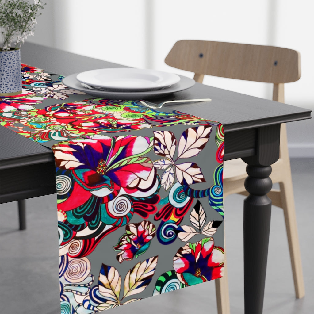Artsy Floral Pop Ash Table Runner