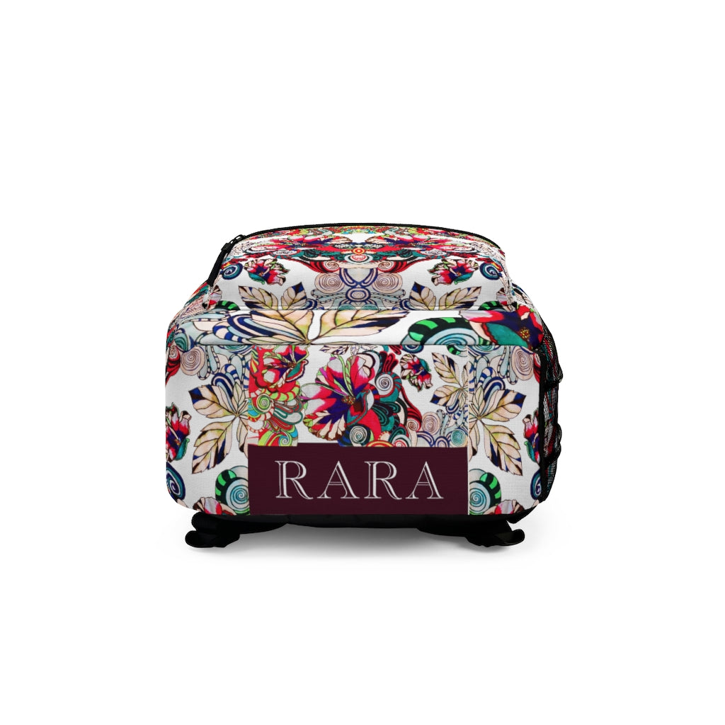 White Artsy Floral Pop Backpack