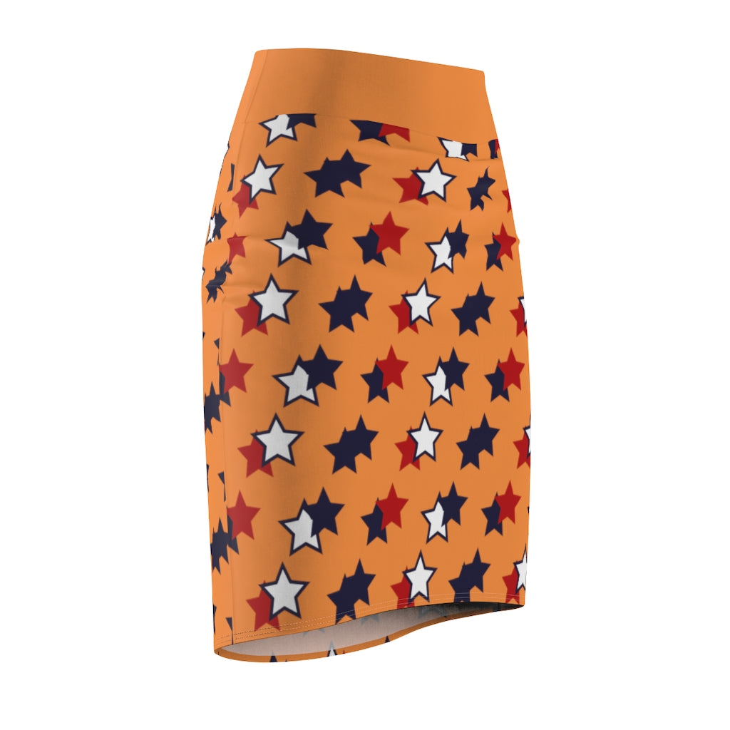 AOP Starry Peach Pencil Skirt