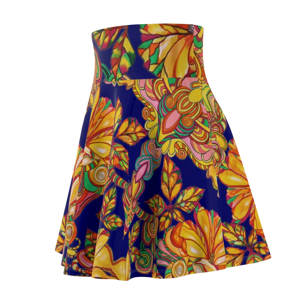 Artsy Floral Ink Skater Skirt