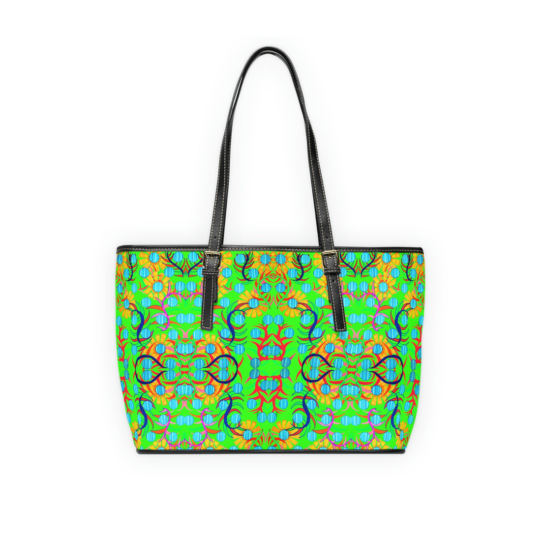 Neon Green Sunflower PU Leather Shoulder Bag
