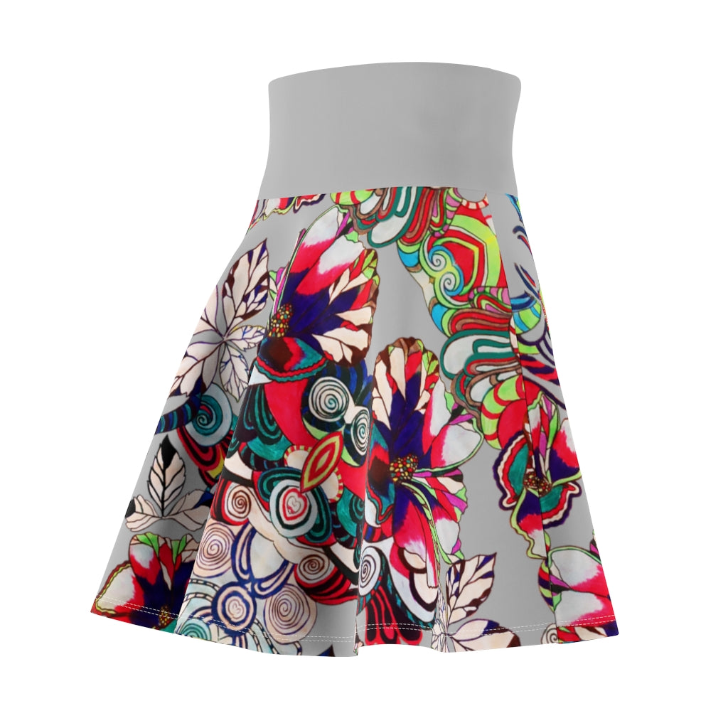 Graphic Floral Slate Skater Skirt