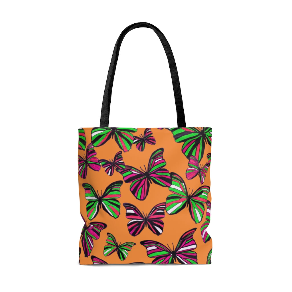 AOP Butterflies Peach Tote Bag