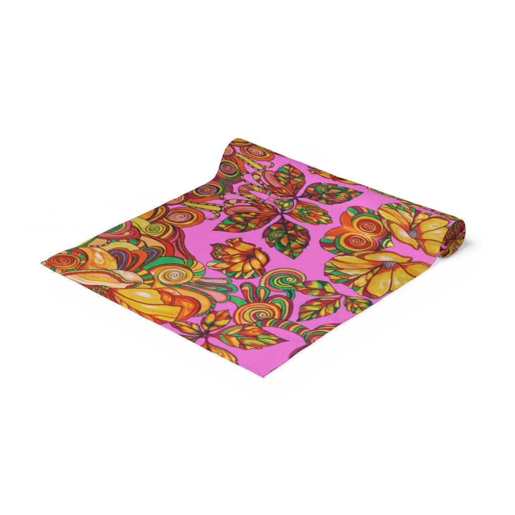 Artsy Floral Rose Table Runner