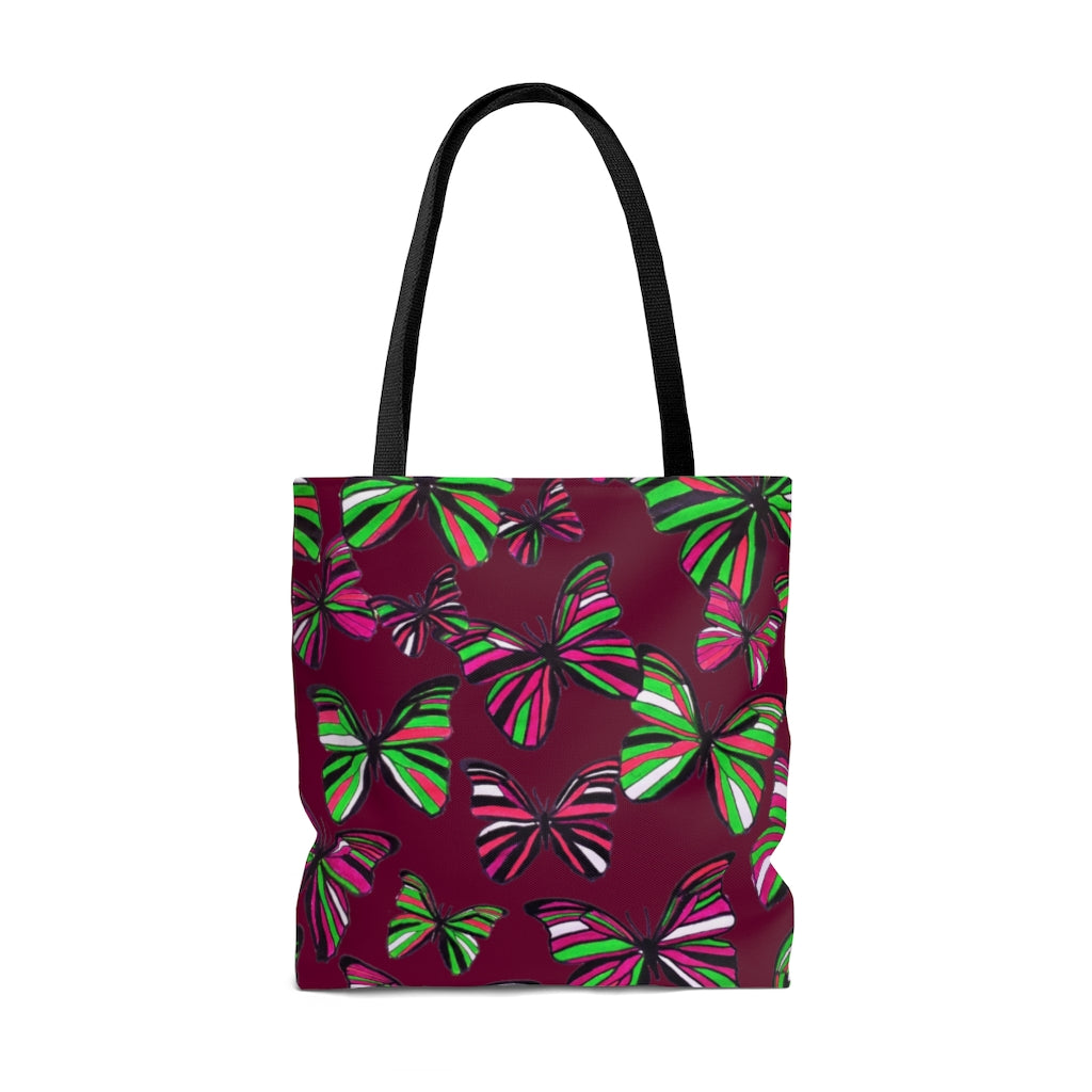 AOP Butterflies Marsala Tote Bag