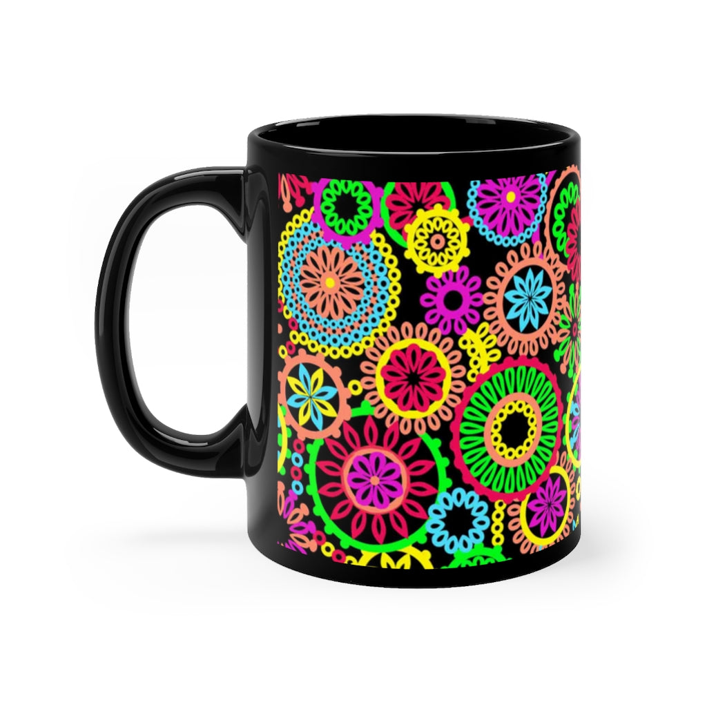 70s circles Black mug 11oz