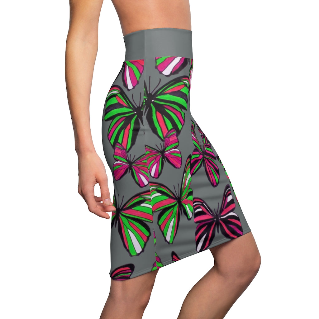 Ash Butterflies Pencil Skirt