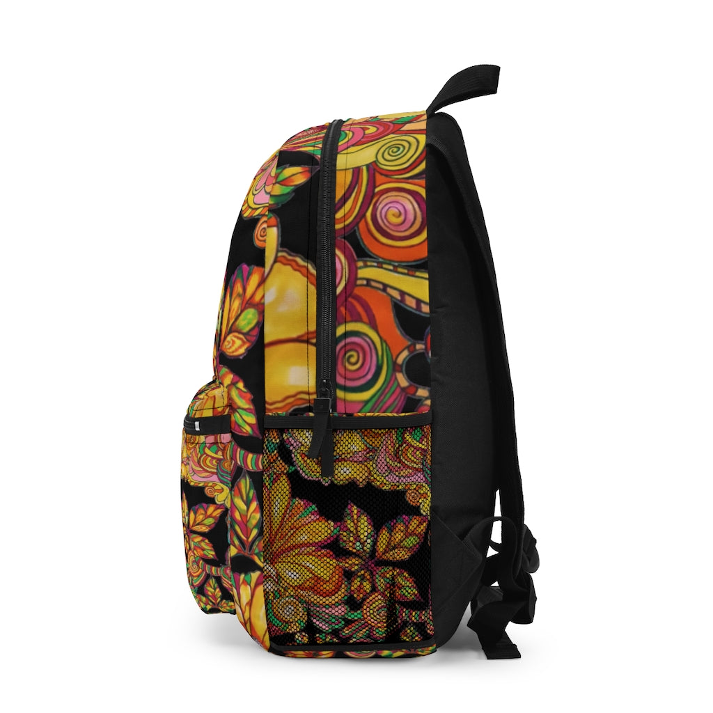 Artsy Floral Black Backpack