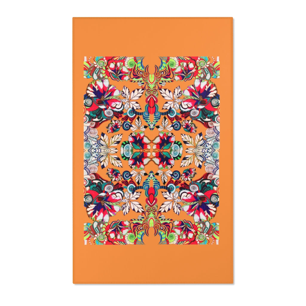 Artsy Floral Pop Peach Area Rug