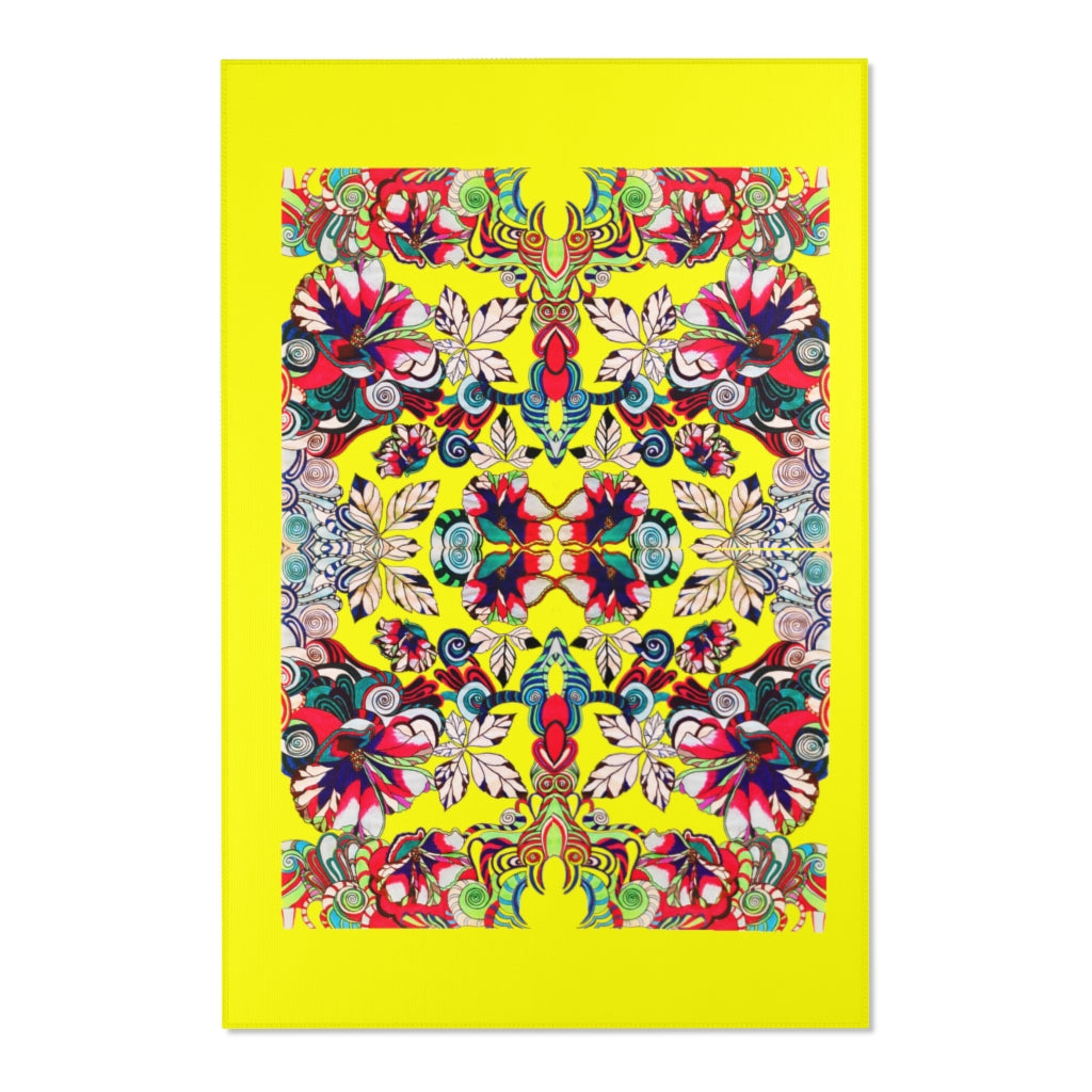 Artsy Floral Pop Canary Area Rug