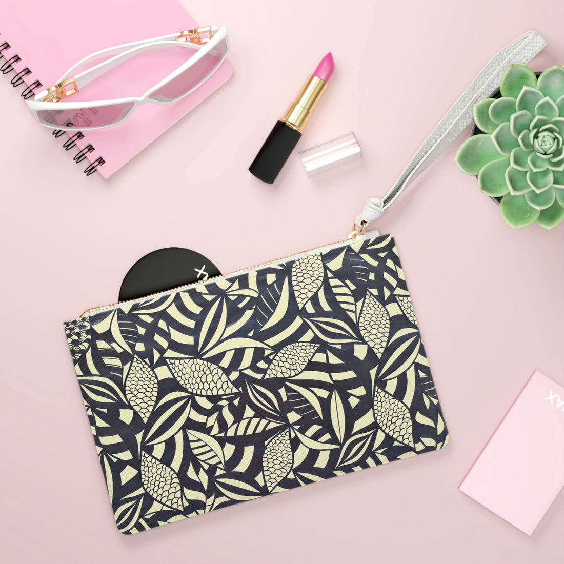 Cream Tropical Minimalist Clutch Bag