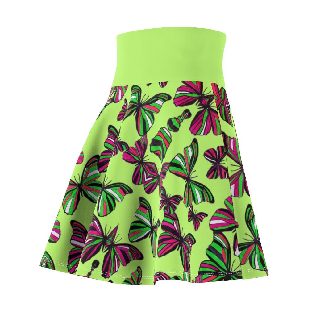 Butterflies Lime Green Skater Skirt