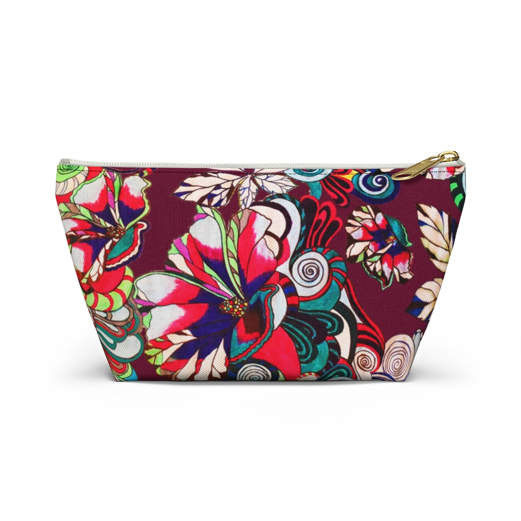 Floral Pop Marsala Accessory Pouch