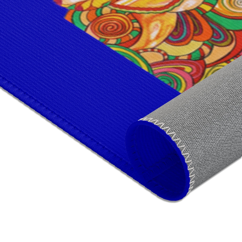 Artsy Floral Royal Blue Area Rug