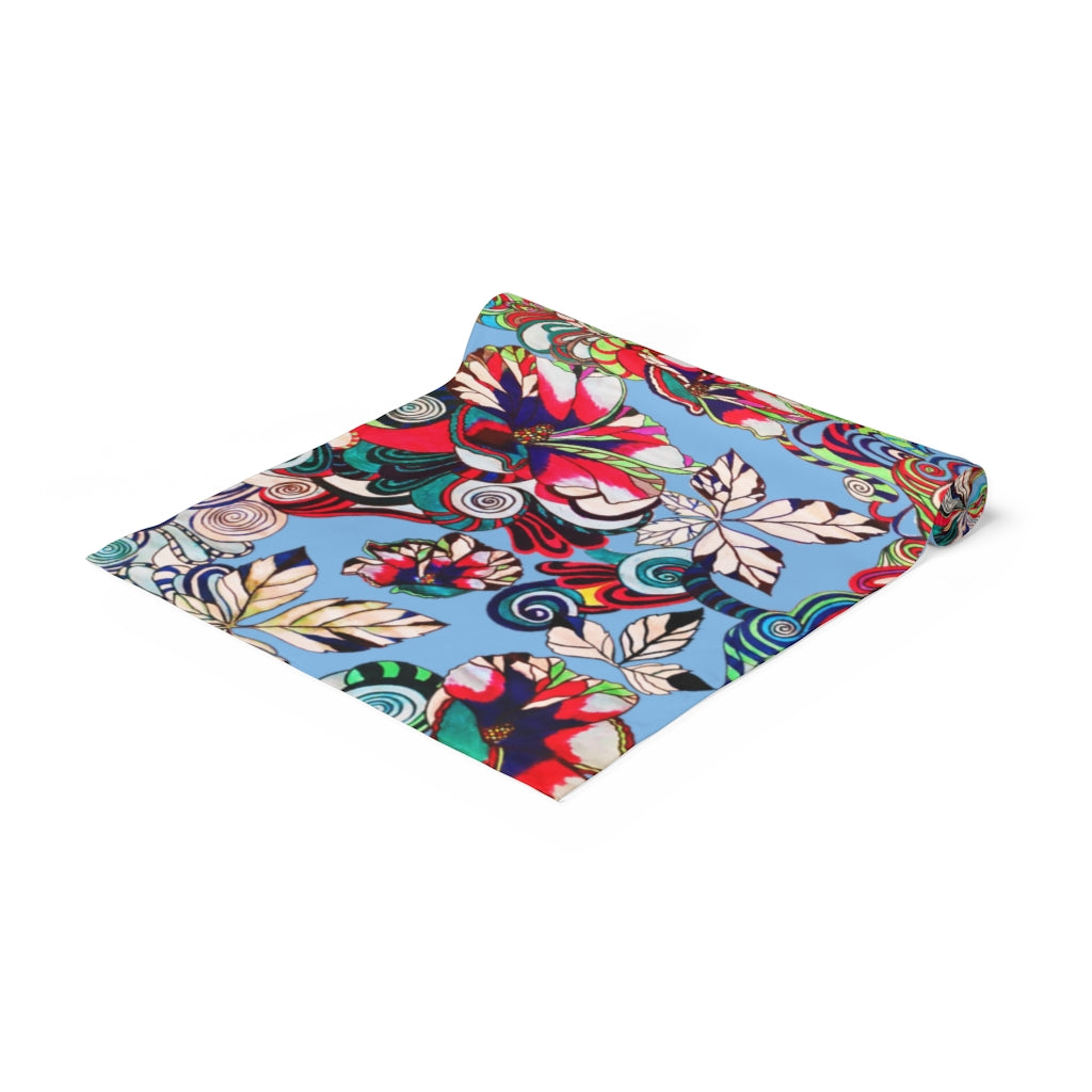 Artsy Floral Pop Emerald Table Runner