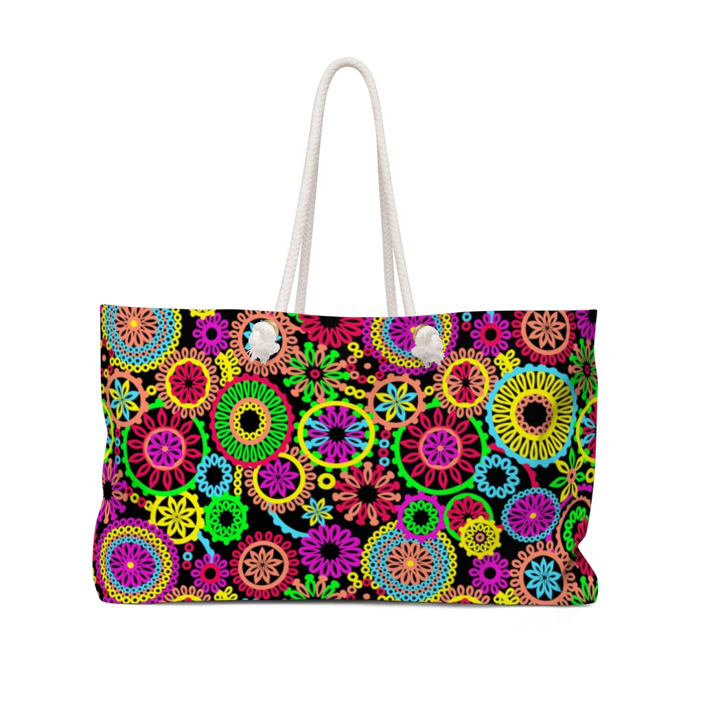 The 70's Vibe Black Weekender Tote Bag