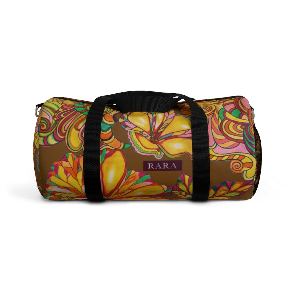 Artsy Floral Dallas Brown Duffel Bag