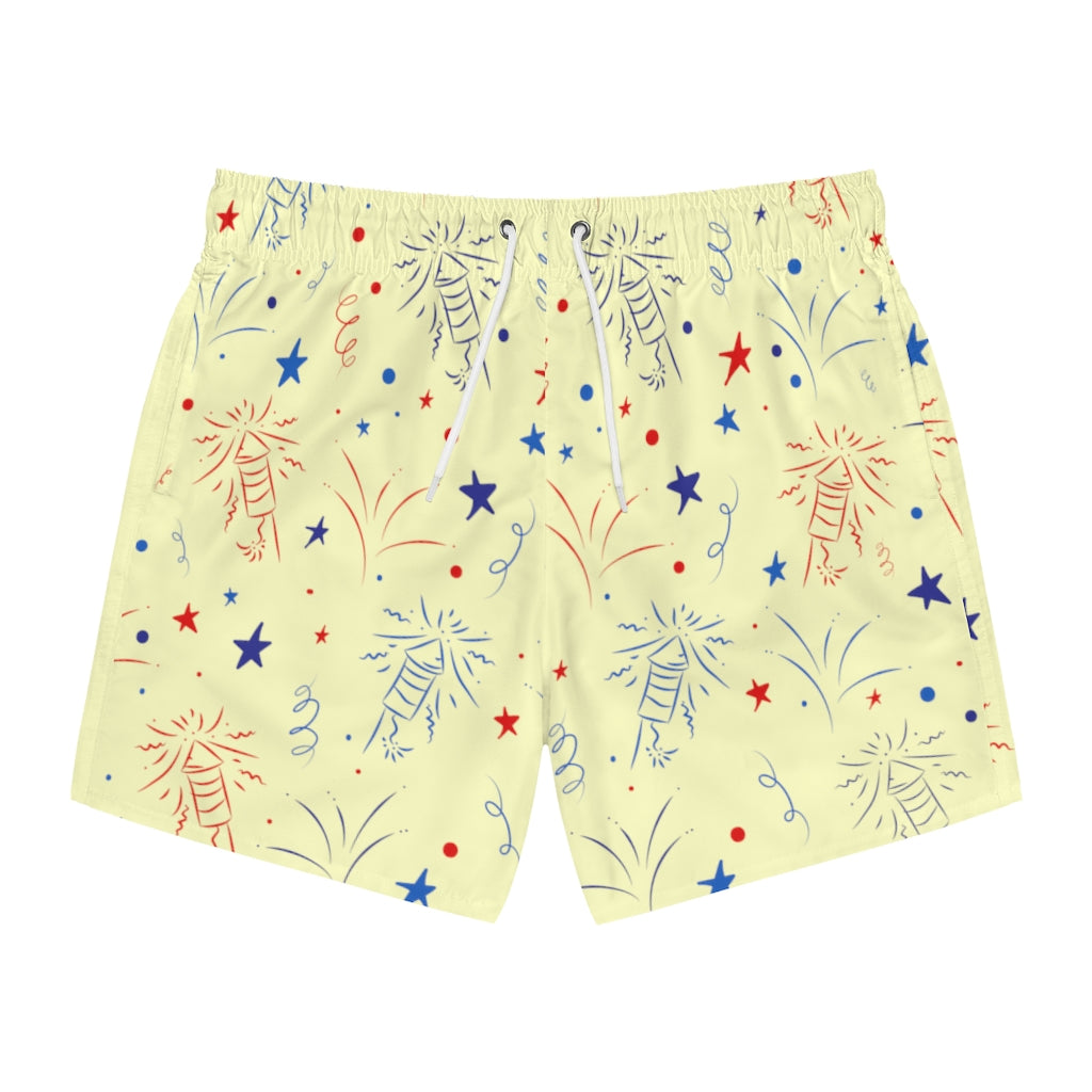 Men's Firecracker Cream Swimming Trunks