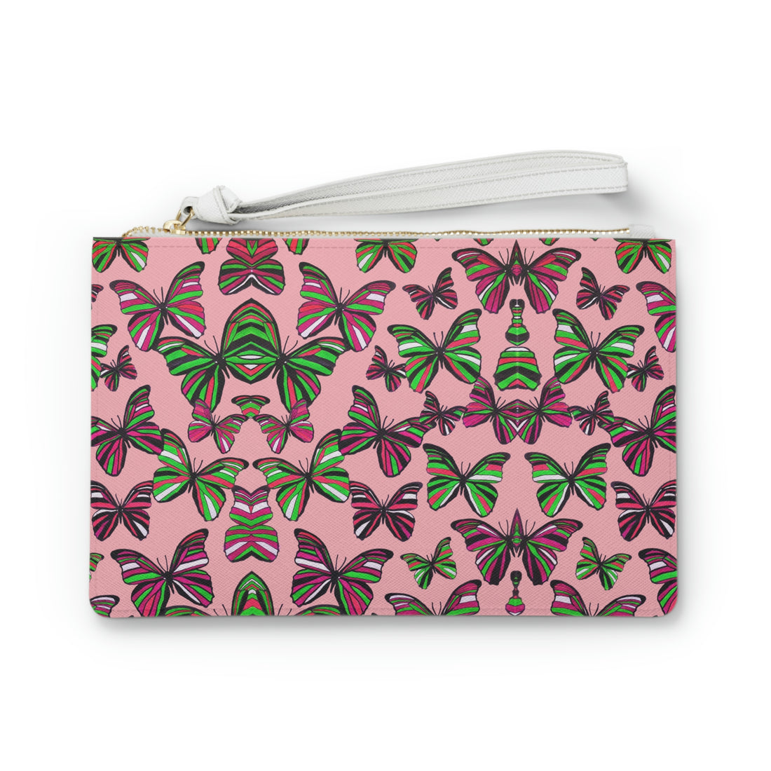 Blush Butterfly Print Clutch Bag