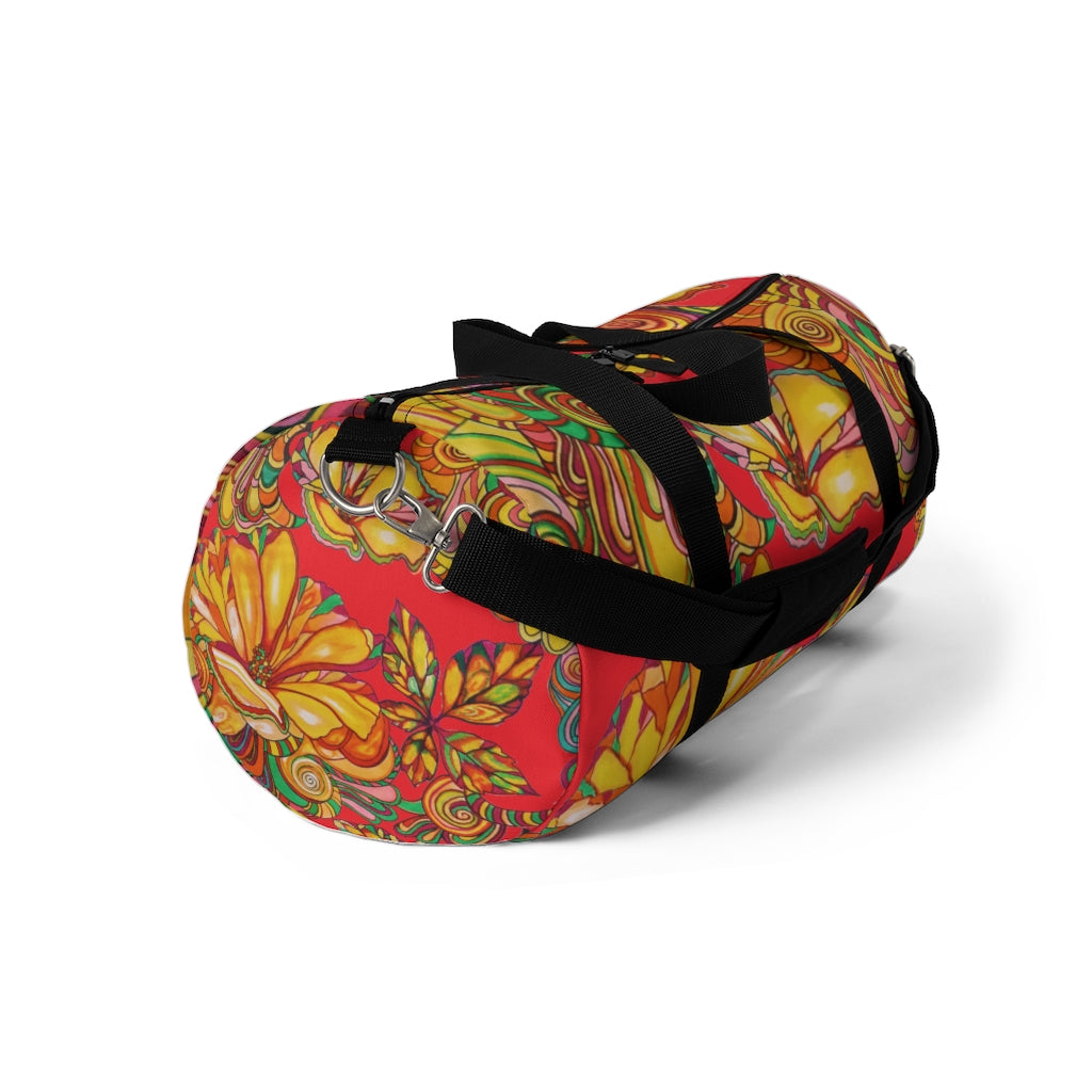 Artsy Floral Red Duffel Bag