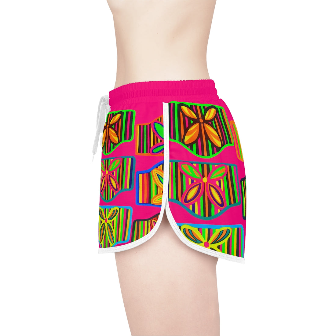 Hot Pink Deco Print Relaxed Shorts