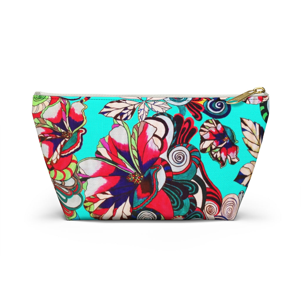 Artsy Floral Pop Cyan Accessory Pouch
