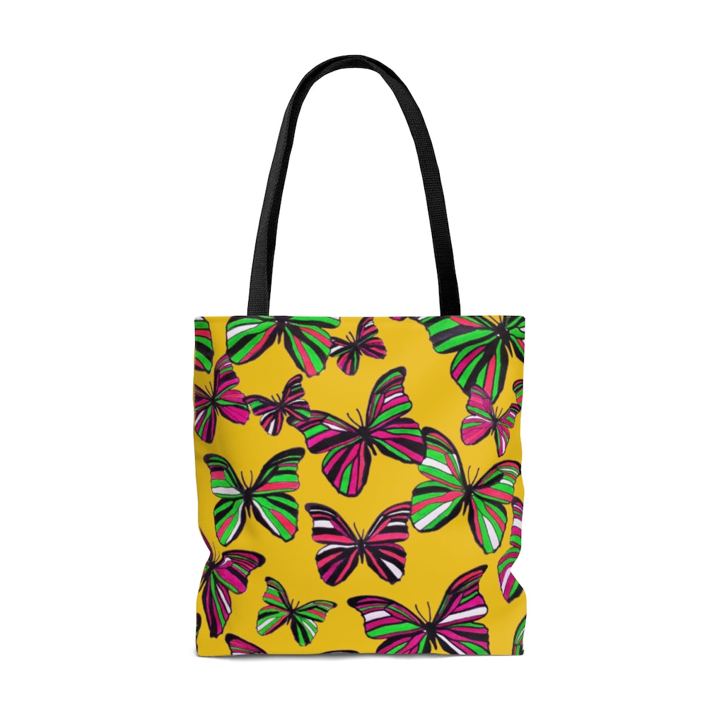 AOP Butterflies Yellow Tote Bag