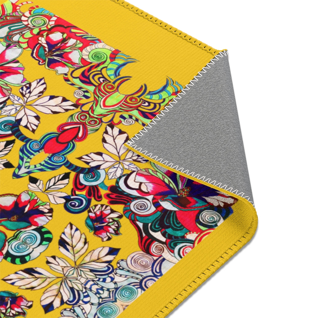 Artsy Floral Pop Yellow Area Rug