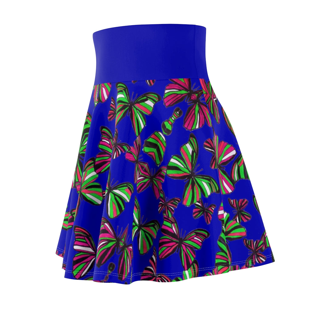 Butterflies Royal Blue Skater Skirt