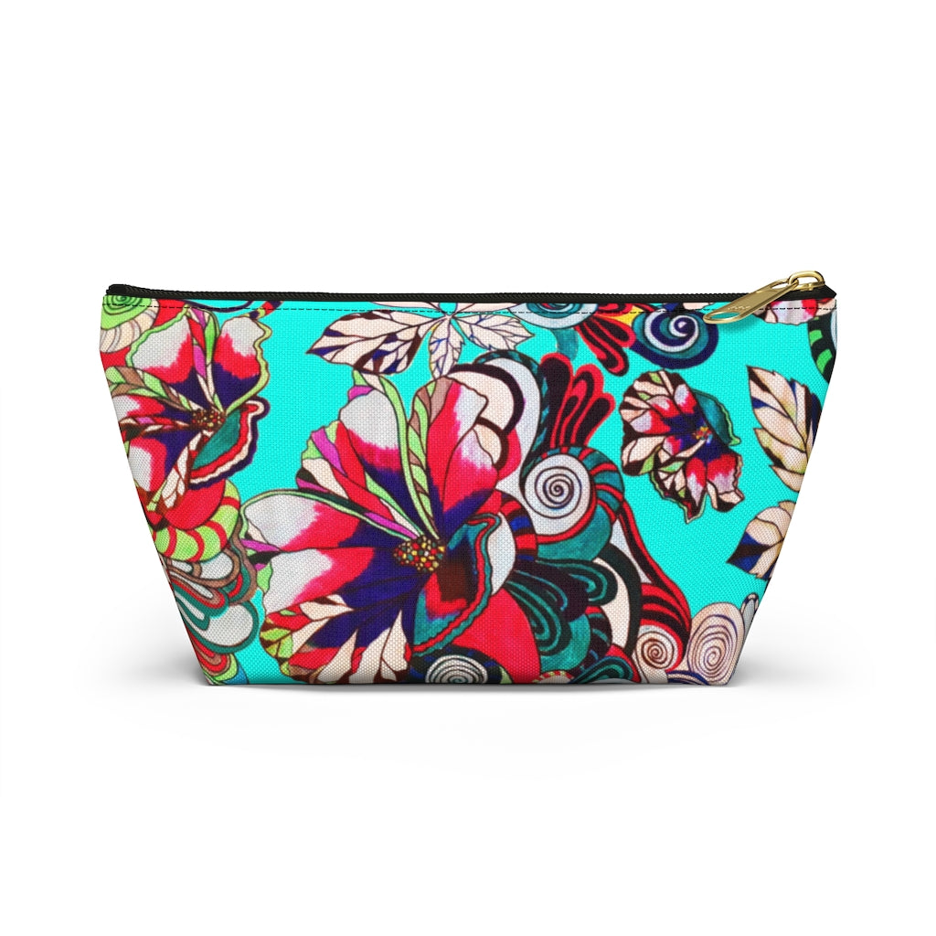 Artsy Floral Pop Cyan Accessory Pouch